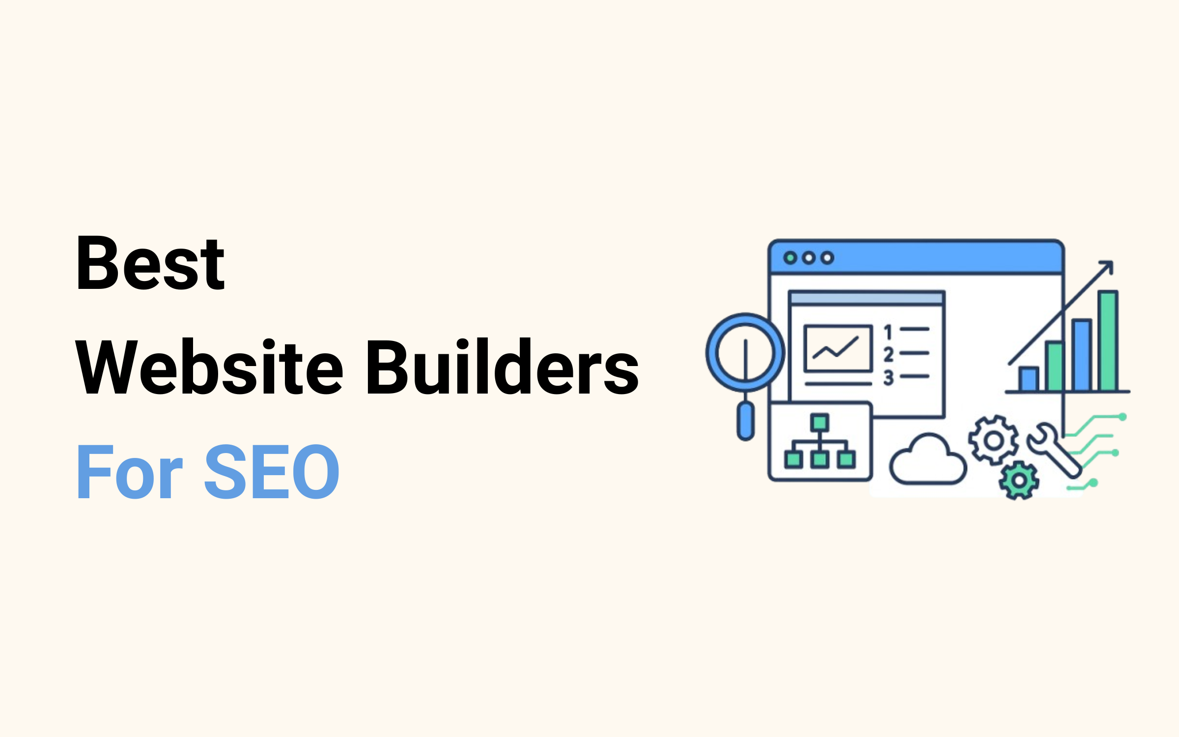 Hero image featuring a stylized graphic of SEO analytics, including data visualizations, charts, and icons representing various optimization tools