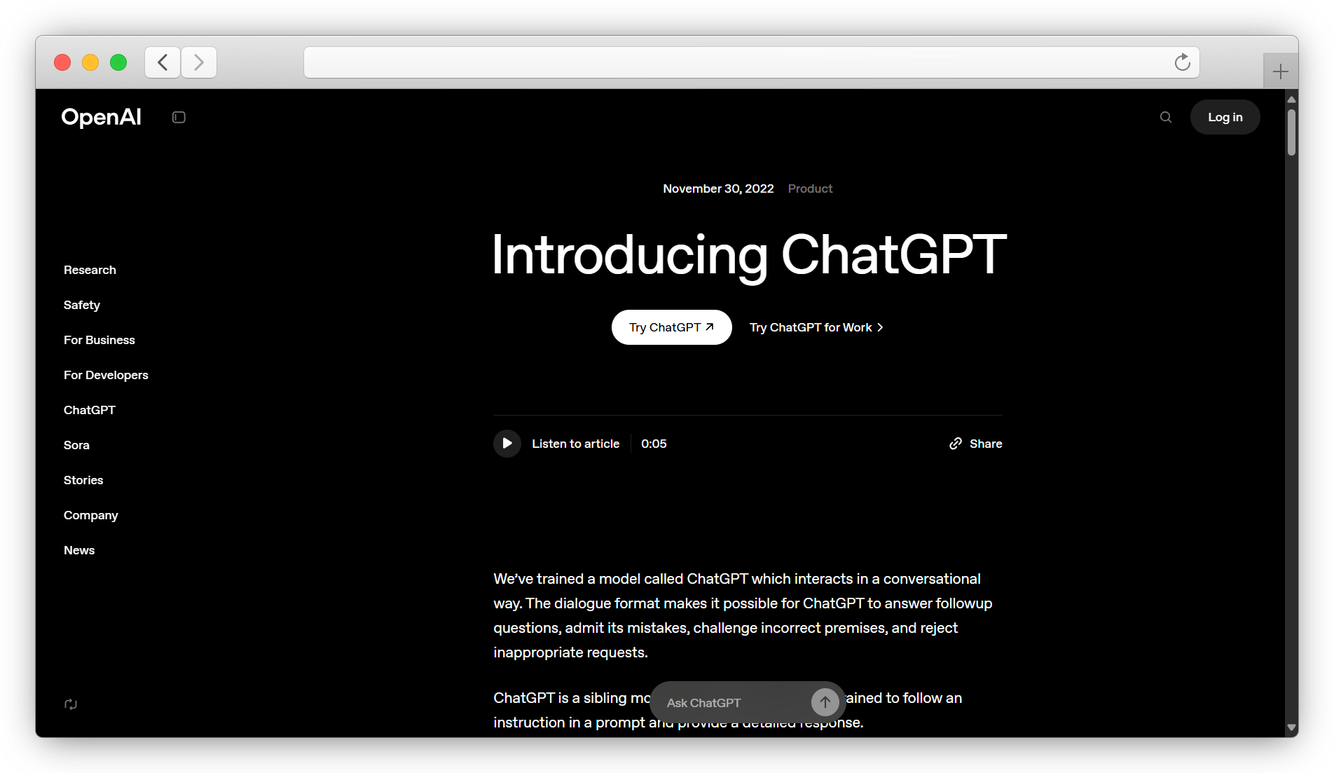 ChatGPT Website Screenshot