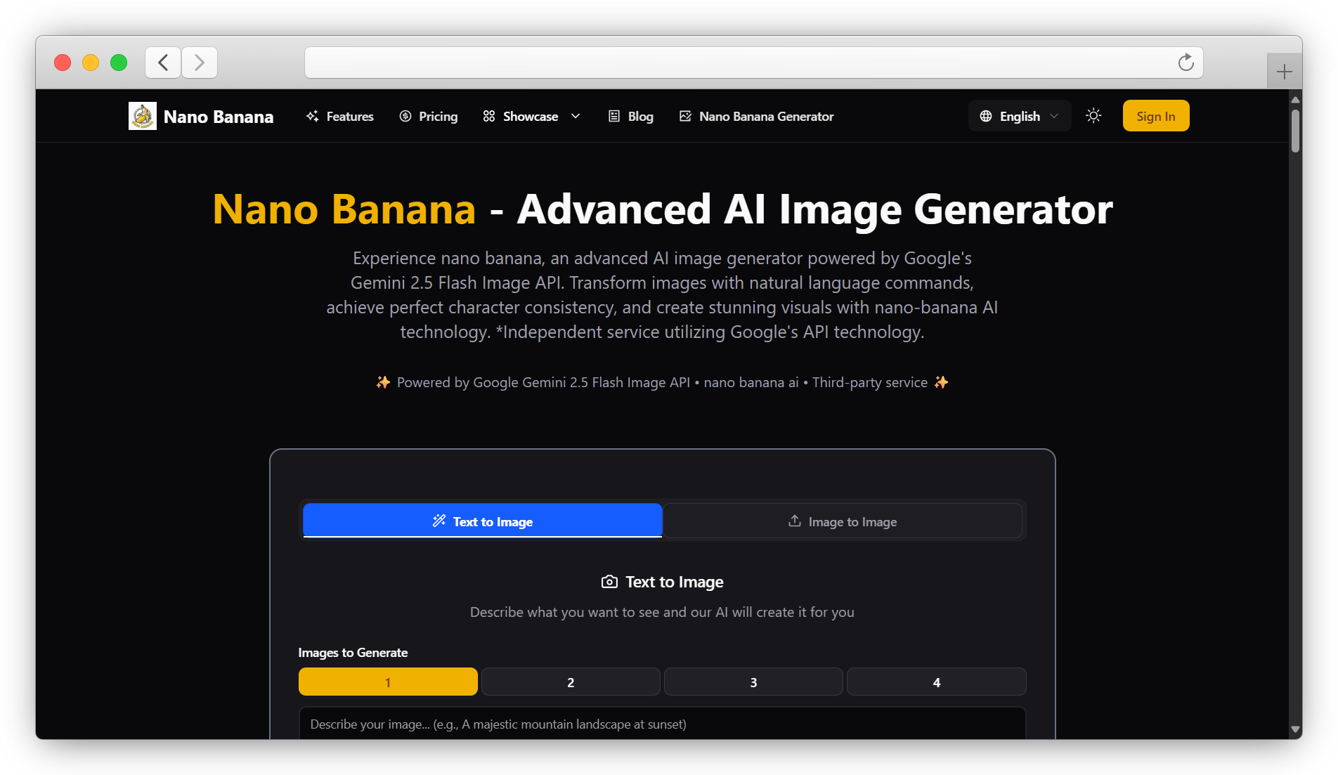Nano Banana Website Screenshot