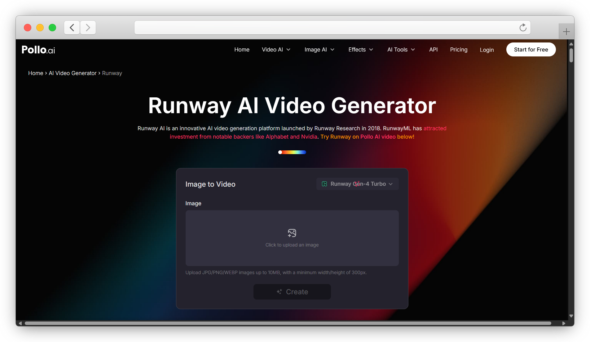 Runway AI Video Generator Website Screenshot